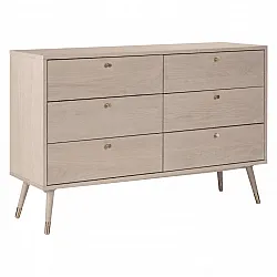 Komoda - Prime - 6 lådor (biały dąb)