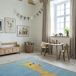 Dywan Dziecięcy - Giraffe Hand Tufted Wool Premium (jasnoniebieski/wielokolorowy)