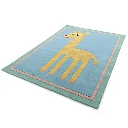 Dywan Dziecięcy - Giraffe Hand Tufted Wool Premium (jasnoniebieski/wielokolorowy)
