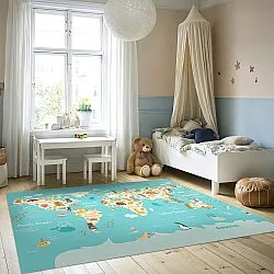 Dywan dziecicęy - World Map (niebieski/multi)