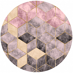Okrągły dywan - Brendola (różowy/szary/złoty)