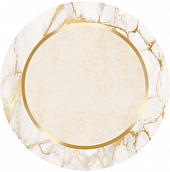 Okrągły dywan - Cerasia (beżowy/biały/złoto)