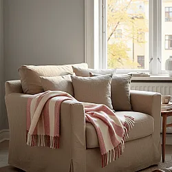 Koce - Koc z mieszanki wełny - Beatriz Stripe (czerwony/biały)