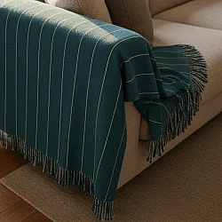 Koce - Bawełniany koc - Martina Stripe (niebieski/biały)