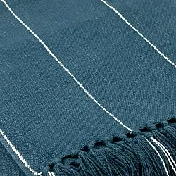 Koce - Bawełniany koc - Martina Stripe (niebieski/biały)