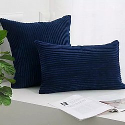 Poszewka na poduszke - Striped Velvet 50 x 50 cm (niebieski)