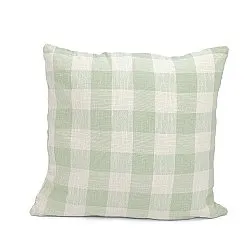Poszewka na poduszke - Isela check cotton cushion cover (kremowy/jasnozielony)