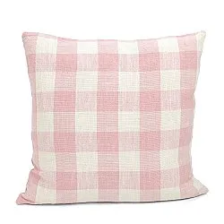 Poszewka na poduszke - Isela check cotton cushion cover (kremowy/różowy)