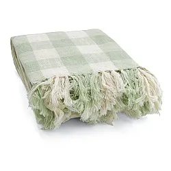 Koce - Isela check cotton throw (kremowy/jasnozielony)