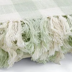 Koce - Isela check cotton throw (kremowy/jasnozielony)