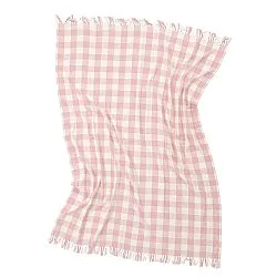 Koce - Isela check cotton throw (kremowy/różowy)