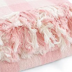 Koce - Isela check cotton throw (kremowy/różowy)