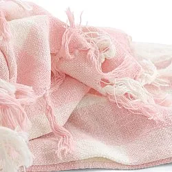 Koce - Isela check cotton throw (kremowy/różowy)