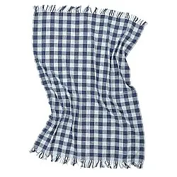 Koce - Isela check cotton throw (granatowy/jasnoniebieski)