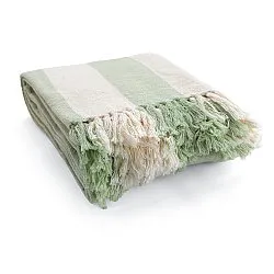 Koce - Kora stripe cotton throw (kremowy/jasnozielony)