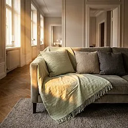 Koce - Nalani cotton throw (jasnozielony)