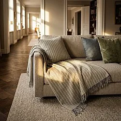 Poszewka na poduszke - Rumi stripe cotton cushion cover (kremowy/granatowy/jasnozielony)