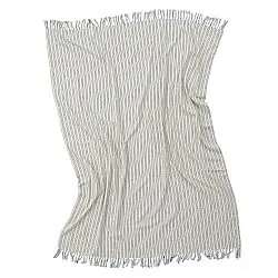 Koce - Rumi stripe cotton throw (kremowy/granatowy/jasnozielony)