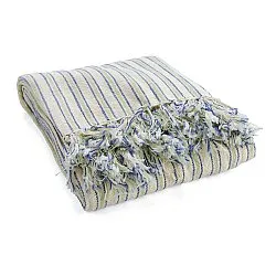 Koce - Rumi stripe cotton throw (kremowy/granatowy/jasnozielony)