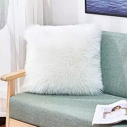 Poszewka na poduszke - Luxury Faux Fur 45 x 45 cm (biały)