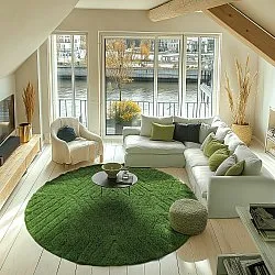 Okrągły dywan - Amberley Natural Cotton Shaggy (zielony)