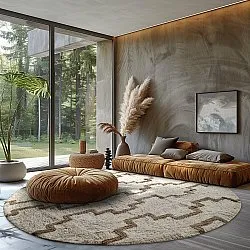Okrągły dywan - Arlon Natural Cotton Shaggy (beżowy)