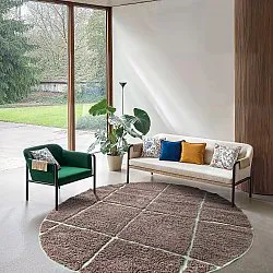 Okrągły dywan - Bellevue Natural Cotton Shaggy (ciemnoszary/zielony)