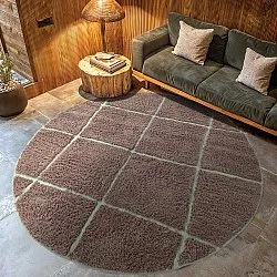 Okrągły dywan - Bellevue Natural Cotton Shaggy (ciemnoszary/zielony)