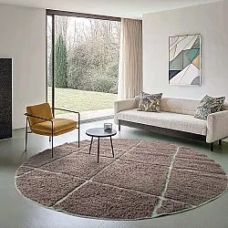 Okrągły dywan - Bellevue Natural Cotton Shaggy (ciemnoszary/zielony)