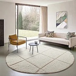 Okrągły dywan - Bellevue Natural Cotton Shaggy (złamana biel/beż)