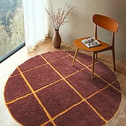 Okrągły dywan - Bellevue Natural Cotton Shaggy (czerwony/pomarańczowy)