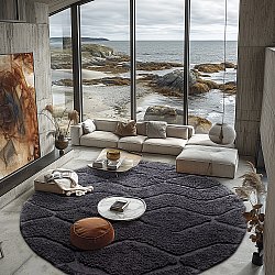 Okrągły dywan - Brynn Natural Cotton Shaggy (czarny)