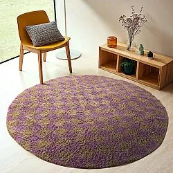Okrągły dywan - Elsey Natural Cotton Shaggy (brązowy/fioletowy)