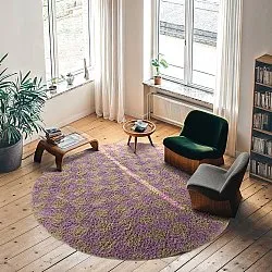 Okrągły dywan - Elsey Natural Cotton Shaggy (brązowy/fioletowy)