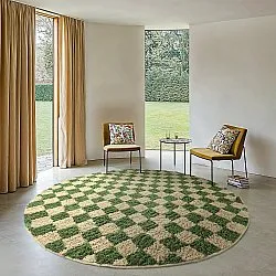 Okrągły dywan - Elsey Natural Cotton Shaggy (zielony/beżowy)