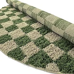 Okrągły dywan - Elsey Natural Cotton Shaggy (zielony/beżowy)