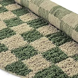 Okrągły dywan - Elsey Natural Cotton Shaggy (zielony/beżowy)