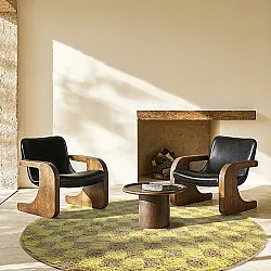 Okrągły dywan - Elsey Natural Cotton Shaggy (żółty/beżowy)