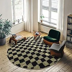 Okrągły dywan - Elsey Natural Cotton Shaggy (czarny/beżowy)