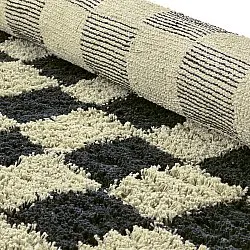 Okrągły dywan - Elsey Natural Cotton Shaggy (czarny/beżowy)