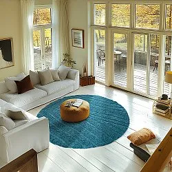 Okrągły dywan - Farley Natural Cotton Shaggy (turkus)
