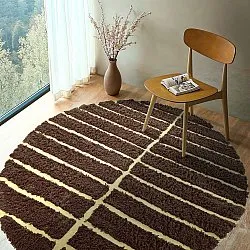 Okrągły dywan - Ikara Natural Cotton Shaggy (brązowy)
