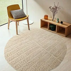 Okrągły dywan - Ikara Natural Cotton Shaggy (krem)