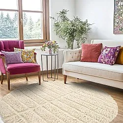 Okrągły dywan - Ikara Natural Cotton Shaggy (krem)