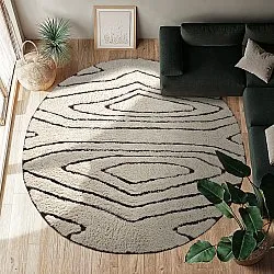 Okrągły dywan - Kindon Natural Cotton Shaggy (złamana biel/brąz)