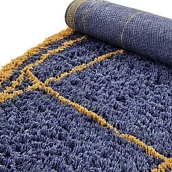 Okrągły dywan - Lana Natural Cotton Shaggy (niebieski/żółty)
