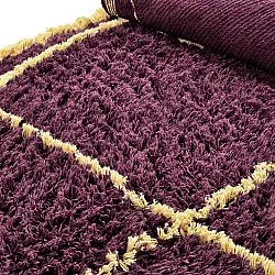 Okrągły dywan - Lana Natural Cotton Shaggy (bordowy/żółty)