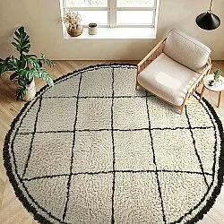 Okrągły dywan - Lana Natural Cotton Shaggy (kremowy/ciemnoszary)