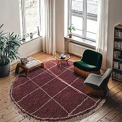 Okrągły dywan - Lana Natural Cotton Shaggy (taupe/czerwony)