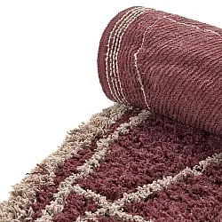 Okrągły dywan - Lana Natural Cotton Shaggy (taupe/czerwony)